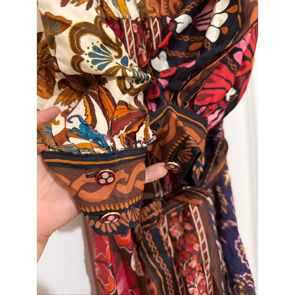 Farm Rio Miranda Long-Sleeve Wrap Midi Dress - Picture 9 of 11